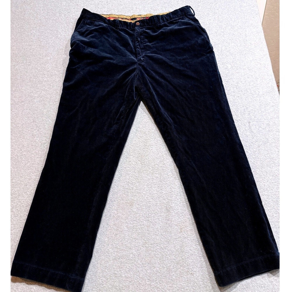 Polo Ralph Lauren Preston Pants Mens 42x32 Navy Blue Corduroy Cotton Trousers